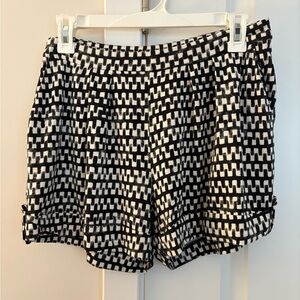 Tart Black and White Geometric High Waist Shorts